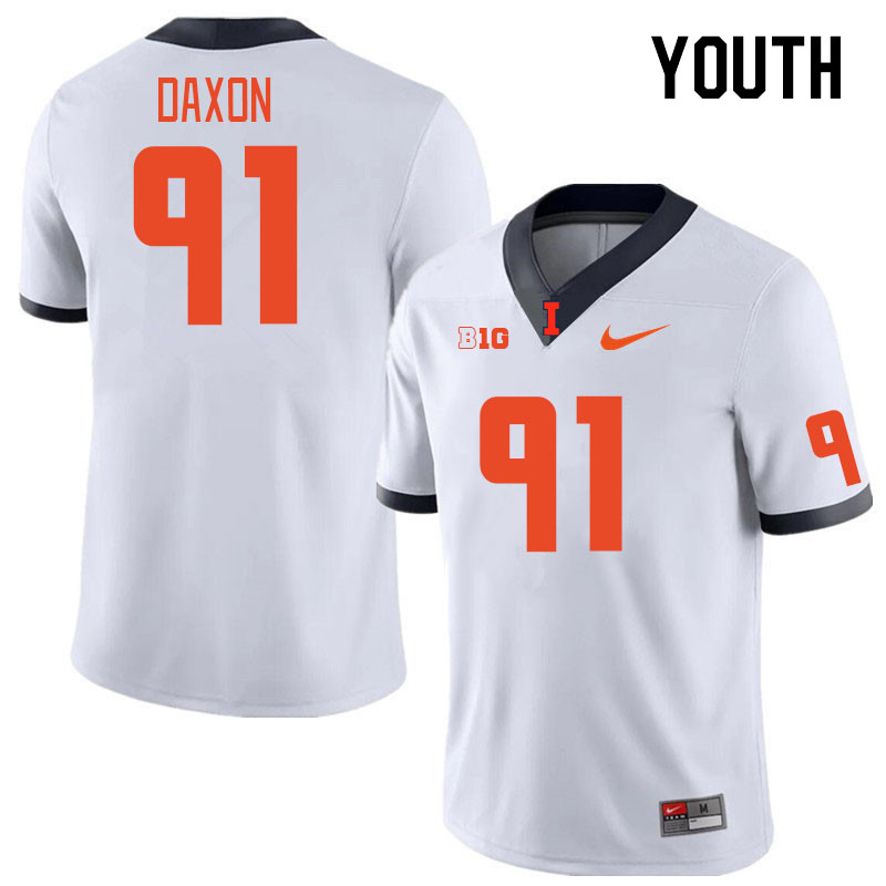 Youth #91 Denzel Daxon Illinois Fighting Illini College Football Jerseys Stitched Sale-White